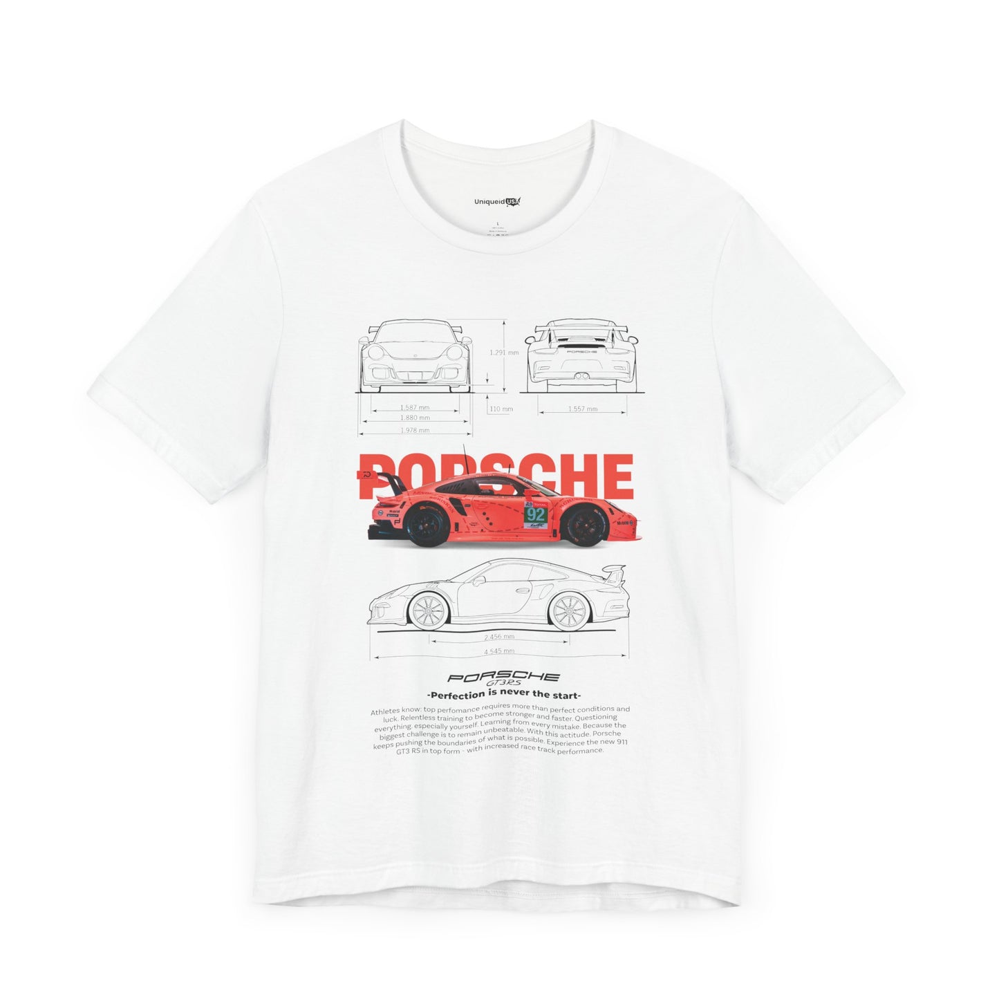 PORSCHE 911 GT3 RS ROSA BLANCO Unisex Jersey Short Sleeve Tee